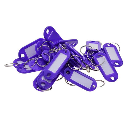 10 x Purple Plastic Key - Ring ID Tags Name Label Key Fob Tag - UK Stock