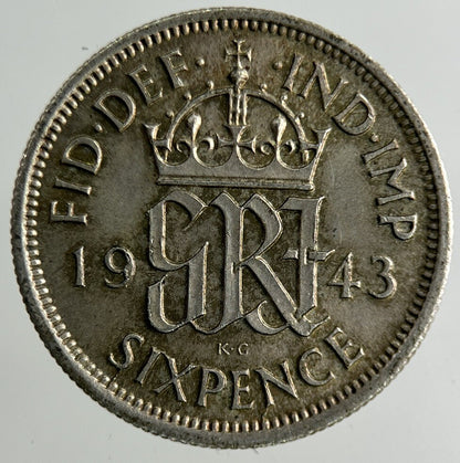 1943 George VI Sixpence Silver Coin | Fine Collectable Grade