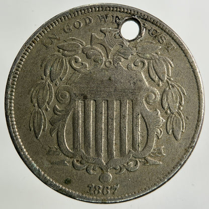 1867 US USA 5 Cents Shield Nickel Coin | Fine Collectable Grade