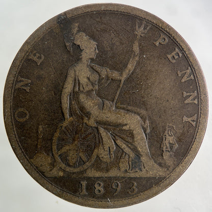 1893 Victoria One Penny Coin | Collectable Grade