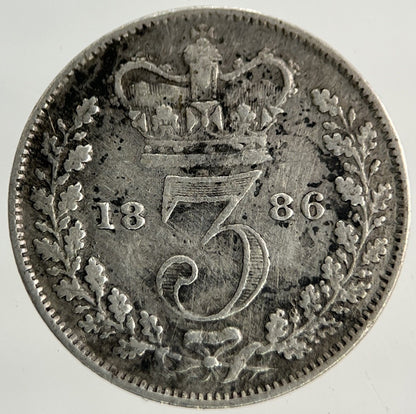 1886 Victoria Threepence Silver Coin | Fine Collectable Grade