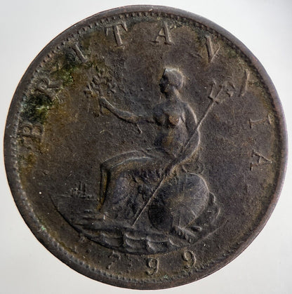 1799 George 3rd III Half - Penny British Coin | Fine Collectable Grade | a9042