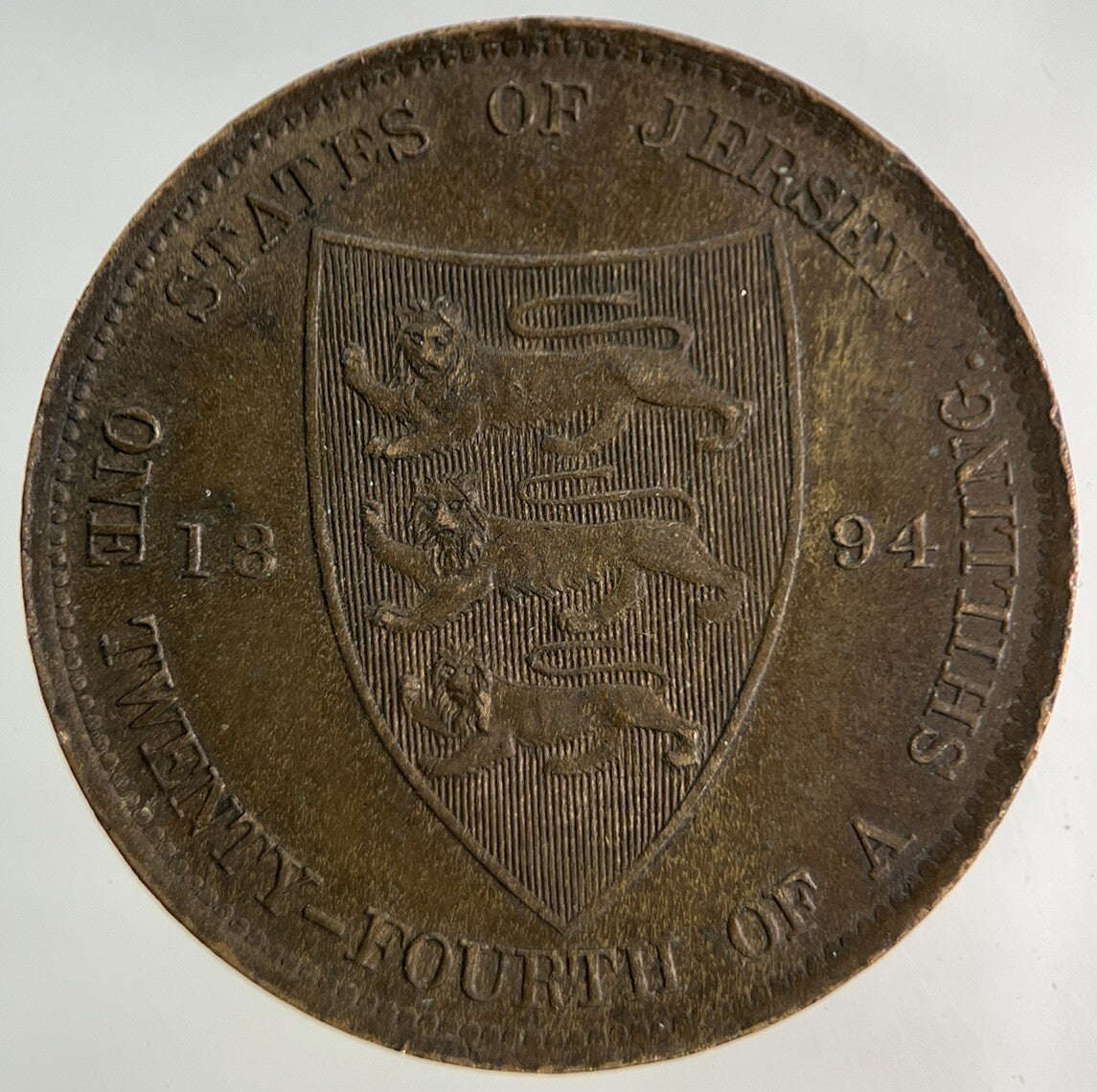 1894 Jersey 1/24 One Twenty Fourth Of A Shilling Coin | Very Fine Grade