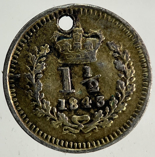 1843 Victoria Three - Half - Pence 1 1/2 Silver Coin | Collectable Grade