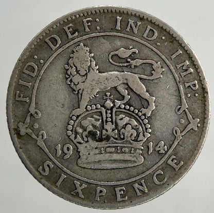 1914 George V Sixpence Silver Coin | Fine Collectable Grade