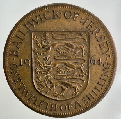 1964 Jersey 1/12 One Twelfth Of A Shilling Coin | Fine Collectable Grade