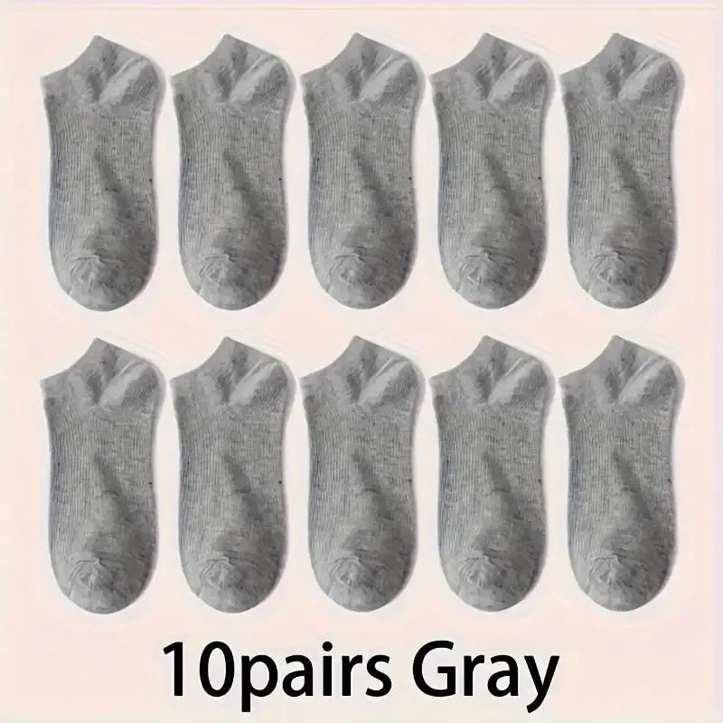 10 Pack Womens Trainer Grey Ankle Socks Invisible Cotton Low Cut Sports Sock