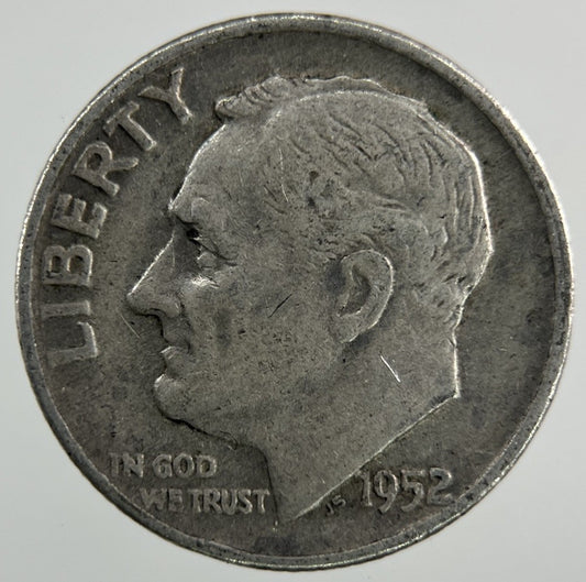 1952 - D US USA Roosevelt Dime Silver Coin | Collectable Grade