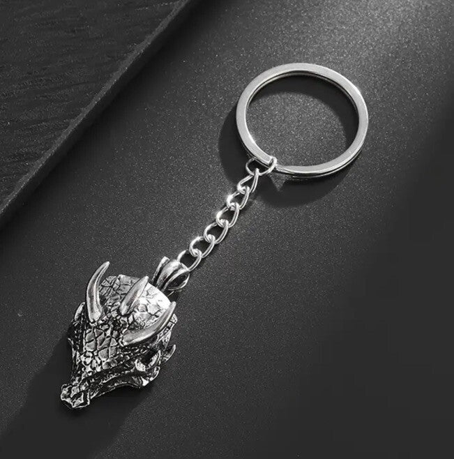 Metal Dragon Head Shaped Keyring Premium Keychain Gift UK