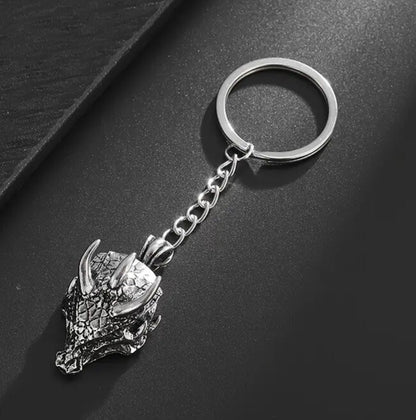 Metal Dragon Head Shaped Keyring Premium Keychain Gift UK