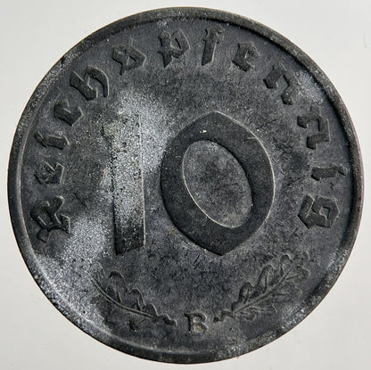 1944 - B Nazi Germany 10 Pfennig Coin | Very High Grade