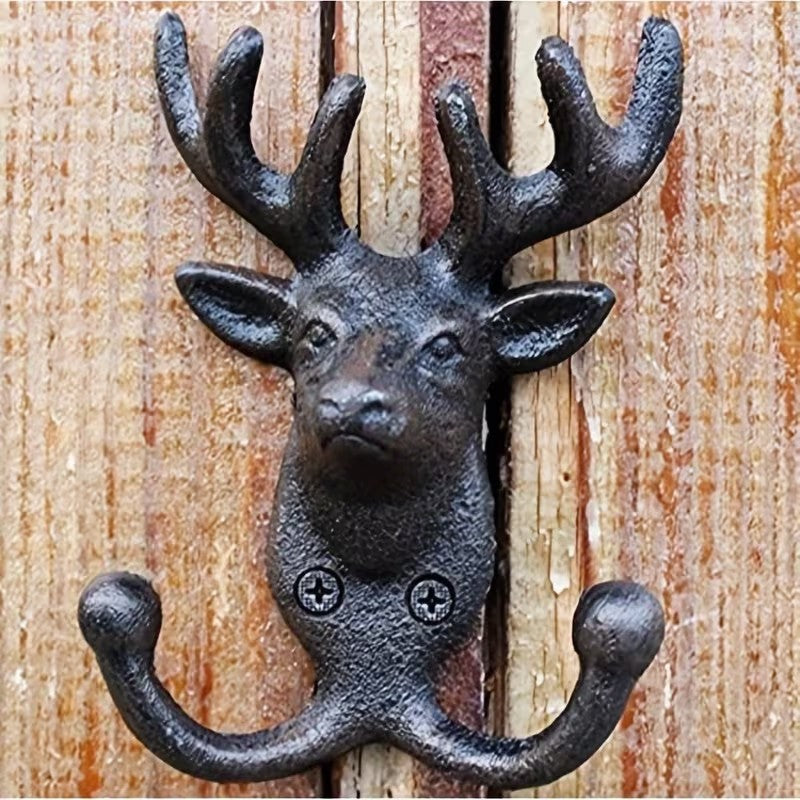 Cast Iron Heavy Duty Deer Clothing Hook Wall Mounted Hanging Rack Holder