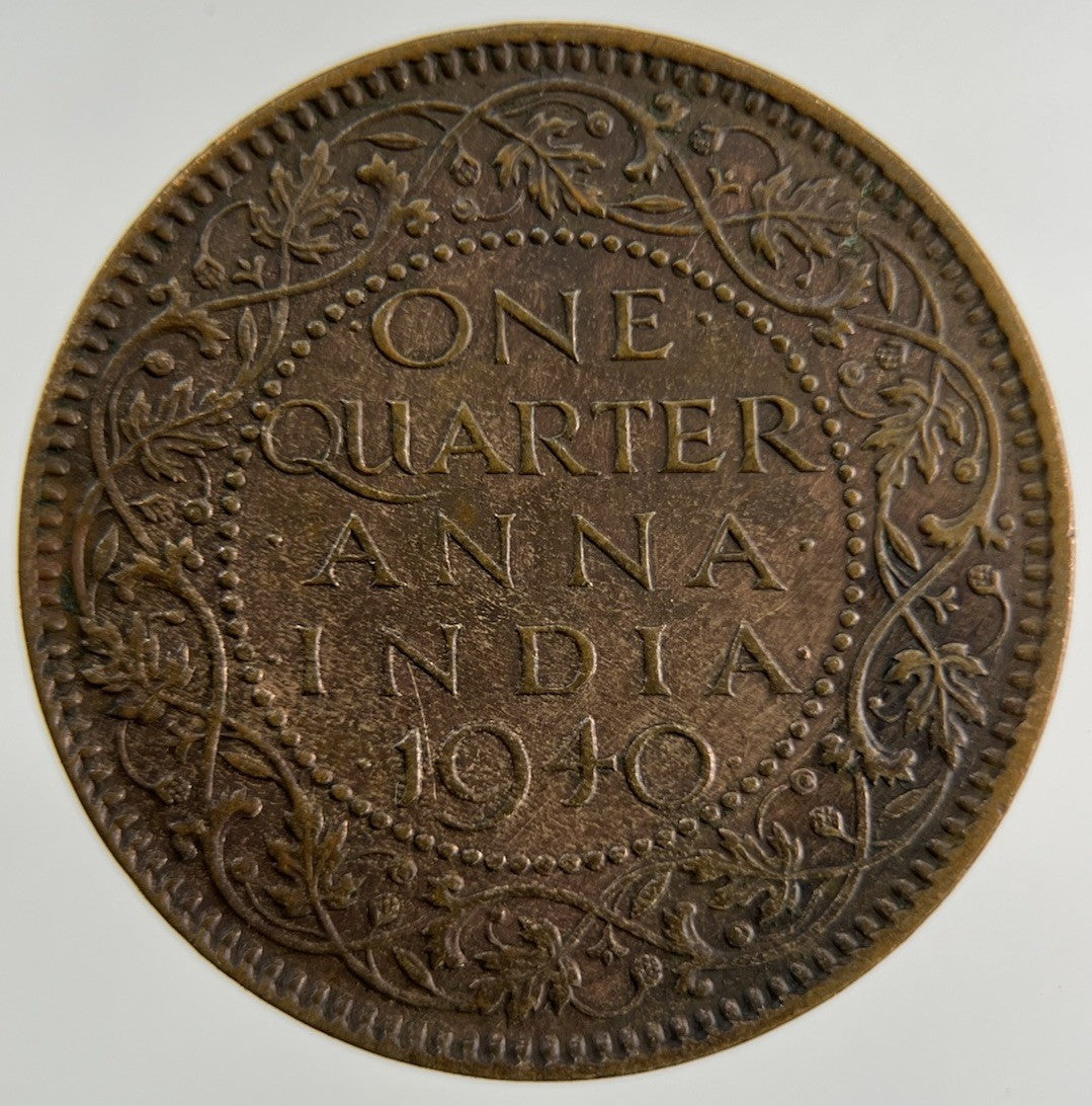 1940 India Quarter 1/4 Anna Coin | Fine Collectable Grade