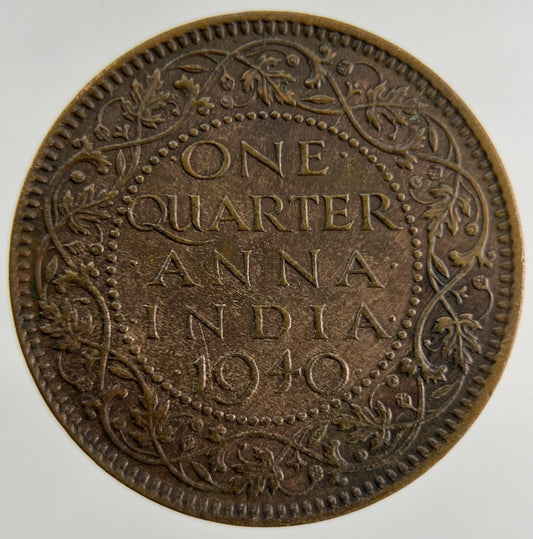 1940 India Quarter 1/4 Anna Coin | Fine Collectable Grade