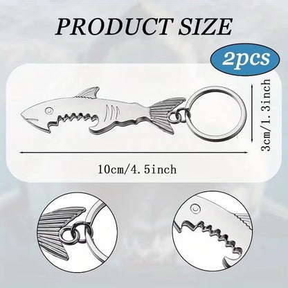 Metal Shark Bottle Opener Keyring Premium Keychain Gift UK