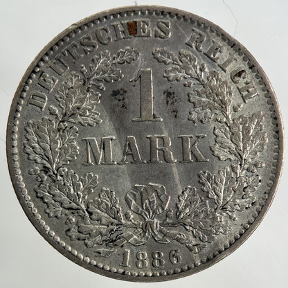 1886 Germany 1 Mark Silver Coin | Very High Grade