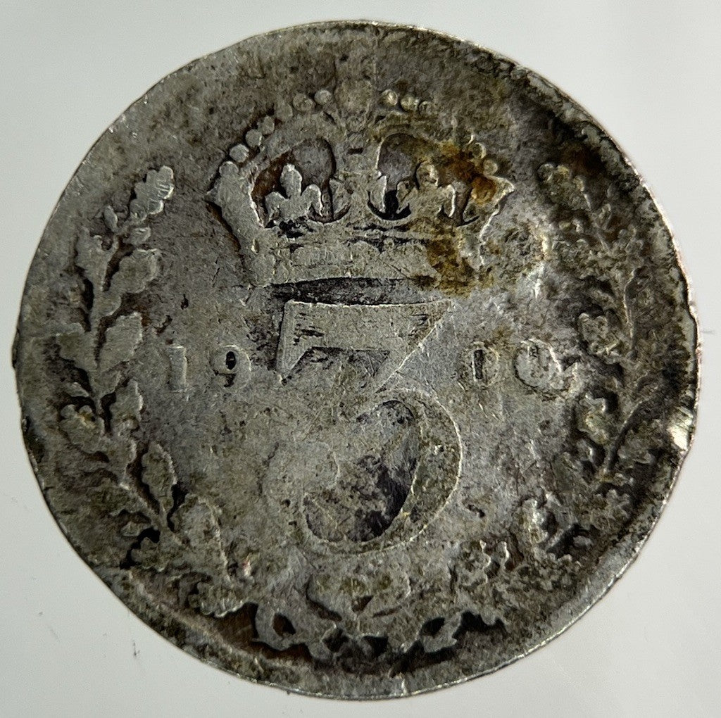 1900 Victoria Threepence Silver Coin | Worn Grade