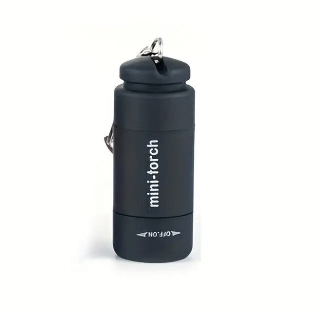 Mini Black Torch Flash - Light Rechargeable USB Keyring Premium Keychain Gift UK