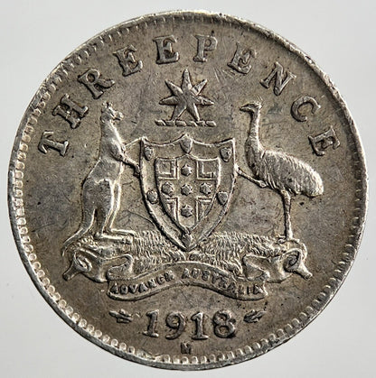 1918 - M Australia Threepence Silver Coin | Very High Grade