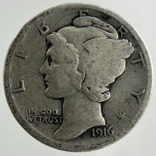 1916 US USA Mercury Dime Silver Coin | Collectable Grade