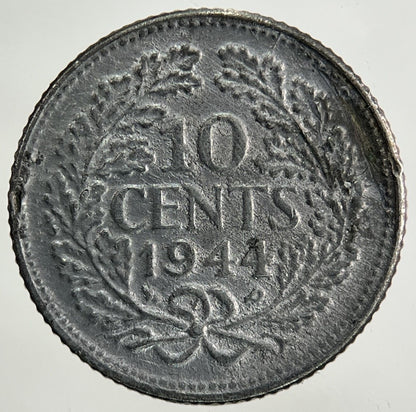 1944 Netherlands 10 Cents Silver Coin | Fine Collectable Grade