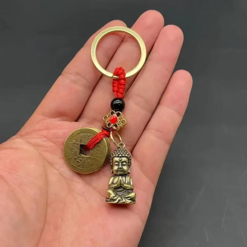 Mini Metal Buddha Buddhism Shaped Keyring Premium Keychain Gift UK