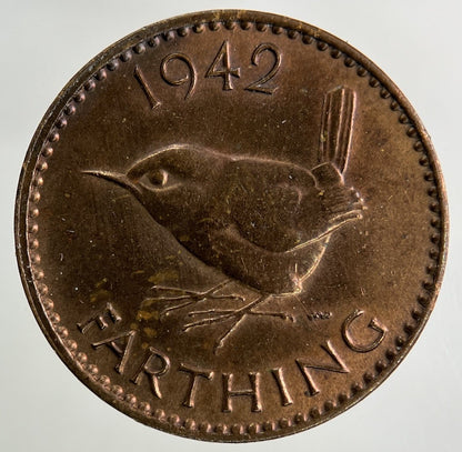 1942 George VI Wren Farthing Coin | Fine Collectable Grade