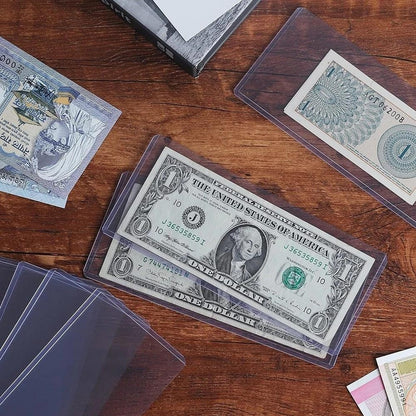 10 x Thick Clear Money Sleeves Currency Banknote Bill Storage Bag Protector