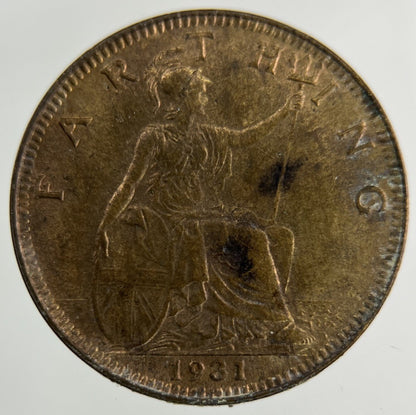 1931 George V Farthing Coin | Fine Collectable Grade