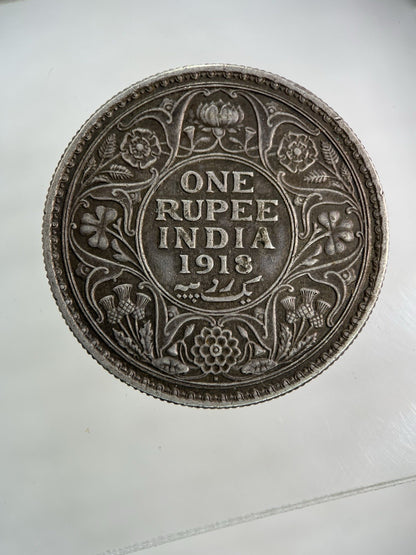 1918 India One Rupee Silver Coin | Very High Grade