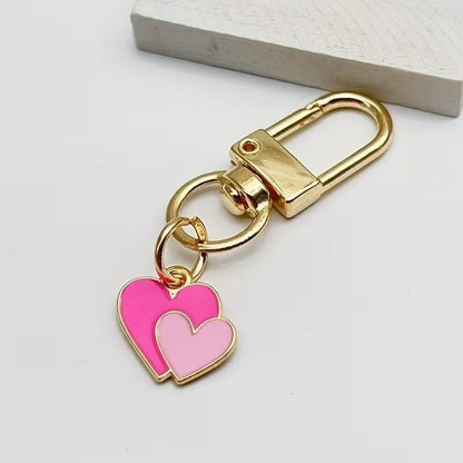 Mini Metal Cute Pink Love Hearts Charm Keyring Keychain Gift UK
