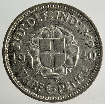 1940 George VI Threepence Silver Coin | Very High Grade