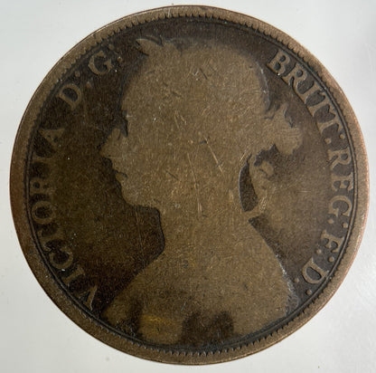 1889 Victoria One Penny Coin | Fair Grade
