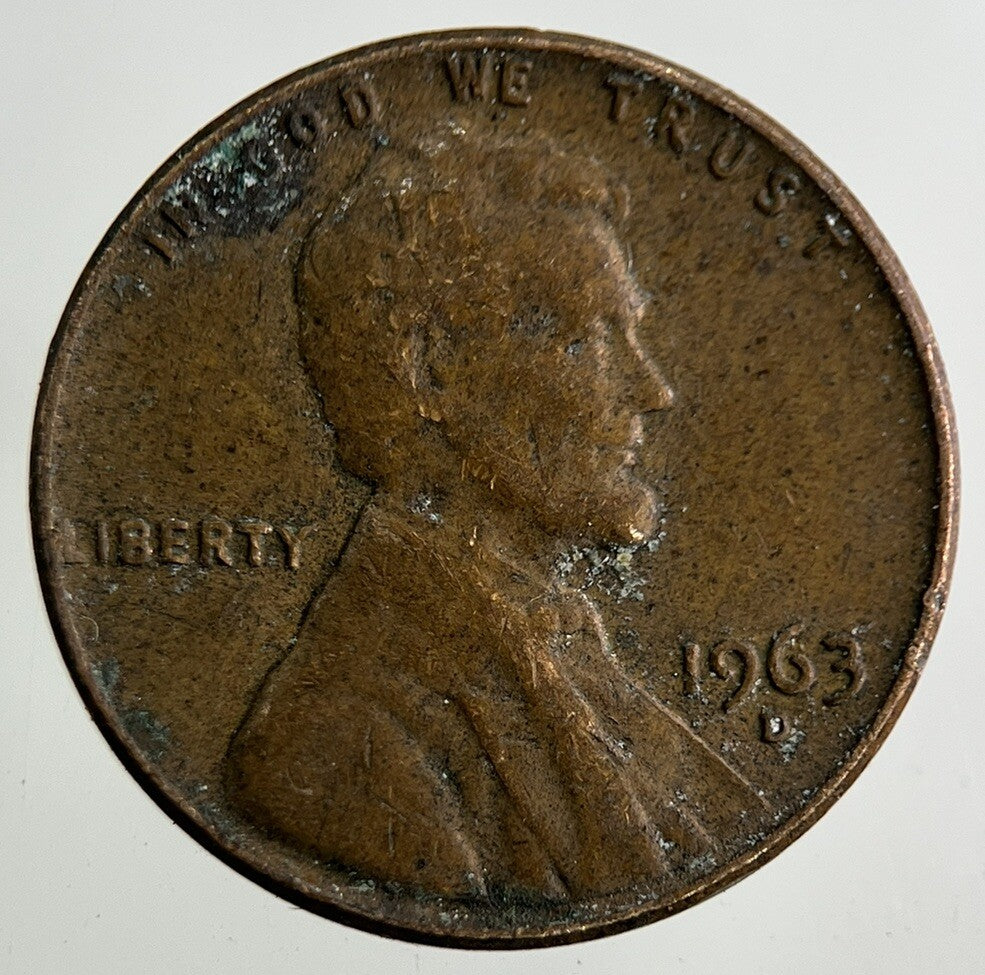 1963 - D US USA Lincoln One Cent Coin | Fine Collectable Grade