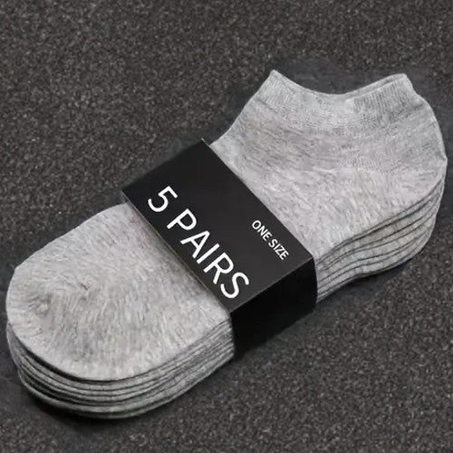 5 Pack Womens Trainer Grey Ankle Socks Invisible Cotton Low Cut Sports Socks