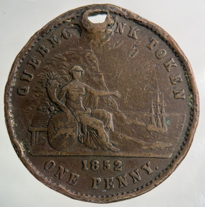 1852 Bank Of Canada Quebec One Penny Token Coin | Collectable Grade