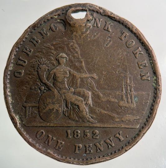1852 Bank Of Canada Quebec One Penny Token Coin | Collectable Grade