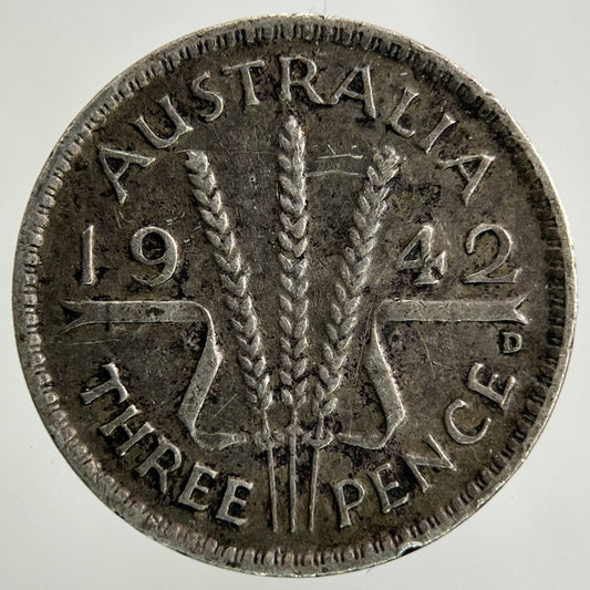 1942 - D Australia Threepence Silver Coin | Fine Collectable Grade