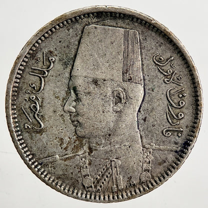 1937 - 1942 Egypt 2 Piastres Farouk Silver Coin | Fine Collectable Grade