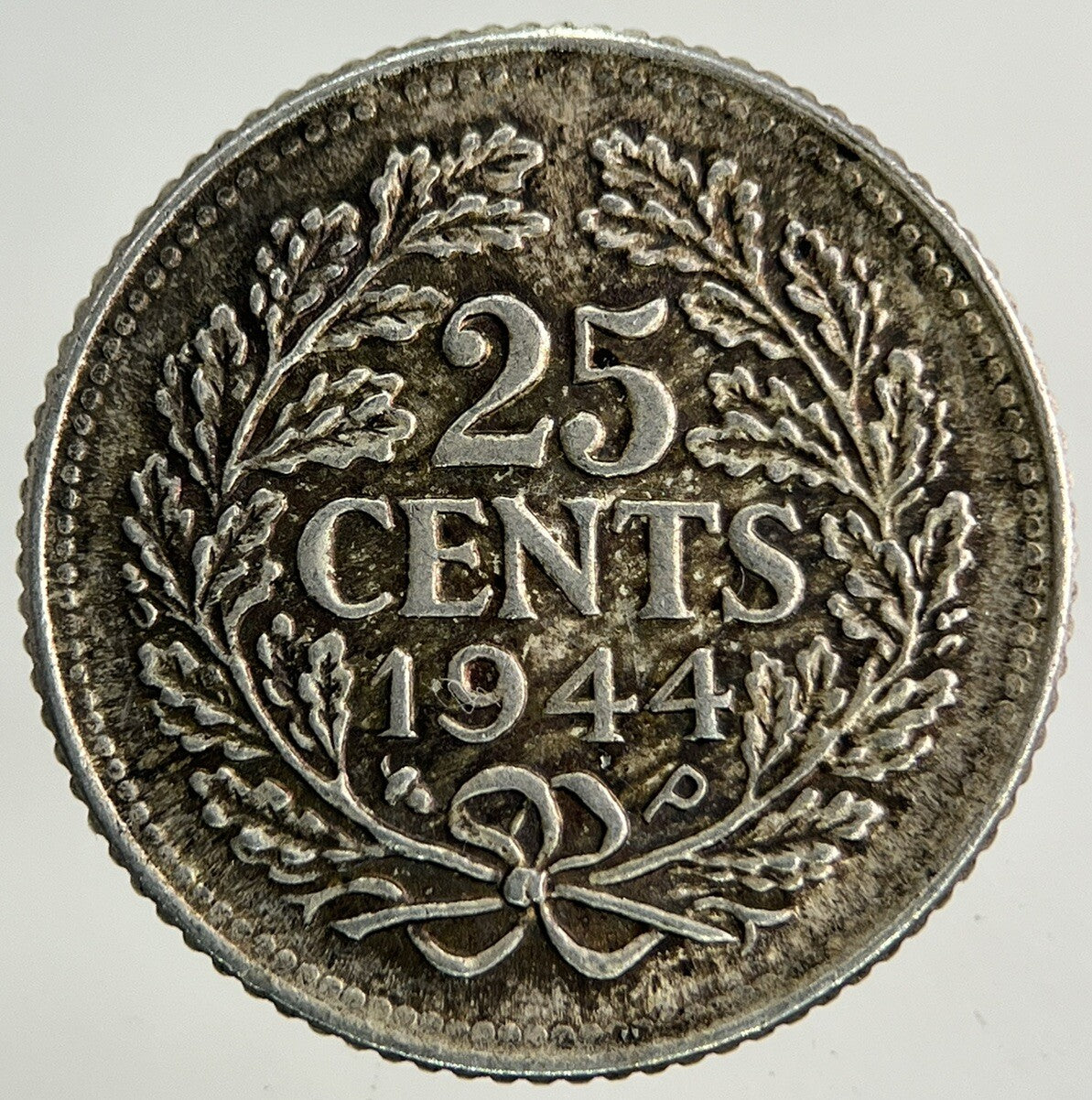 1944 Netherlands 25 Cents Silver Coin | Very High Grade