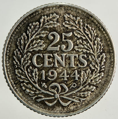 1944 Netherlands 25 Cents Silver Coin | Very High Grade