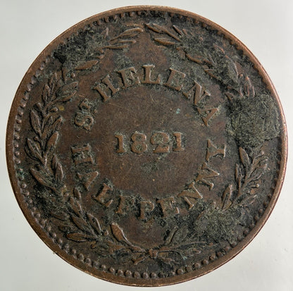 1821 St Helena Half - Penny Coin | Fine Collectable Grade