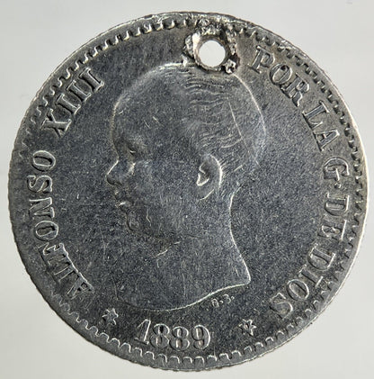 1889 Spain 50 Centavos Silver Coin | Collectable Grade