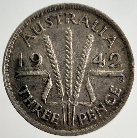 1942 - S Australia Threepence Silver Coin | Fine Collectable Grade | a8427