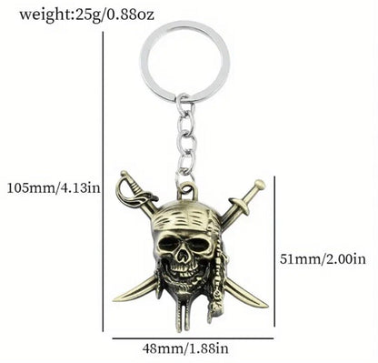 Mini Metal Pirate Skull Shaped Keyring Premium Keychain Gift UK