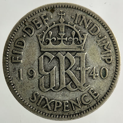 1940 George VI Sixpence Silver Coin | Fine Collectable Grade