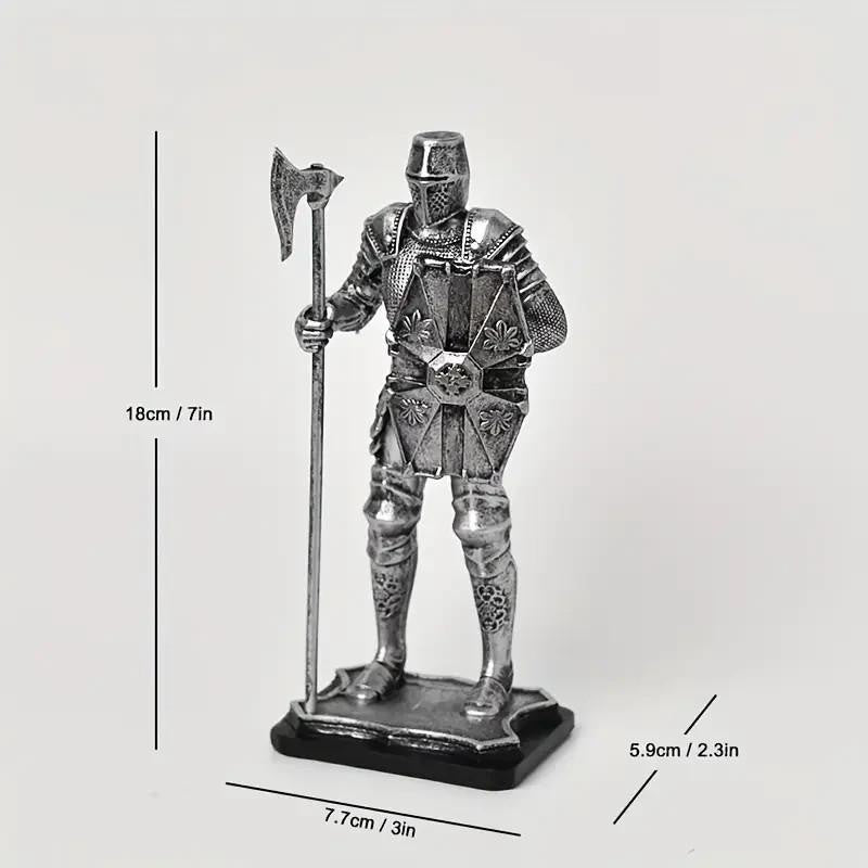 Medieval Armoured Knight With Axe Resin Home Figurine Sculpture Gift UK