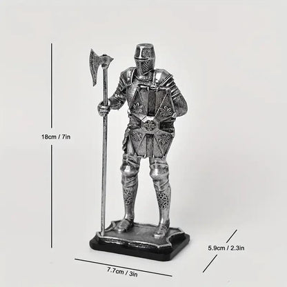 Medieval Armoured Knight With Axe Resin Home Figurine Sculpture Gift UK