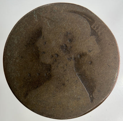 1872 Victoria One Penny Coin | Worn Grade