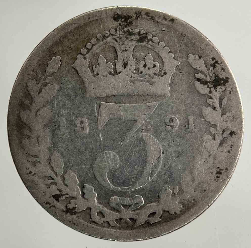 1891 Victoria Threepence Silver Coin | Fair Grade